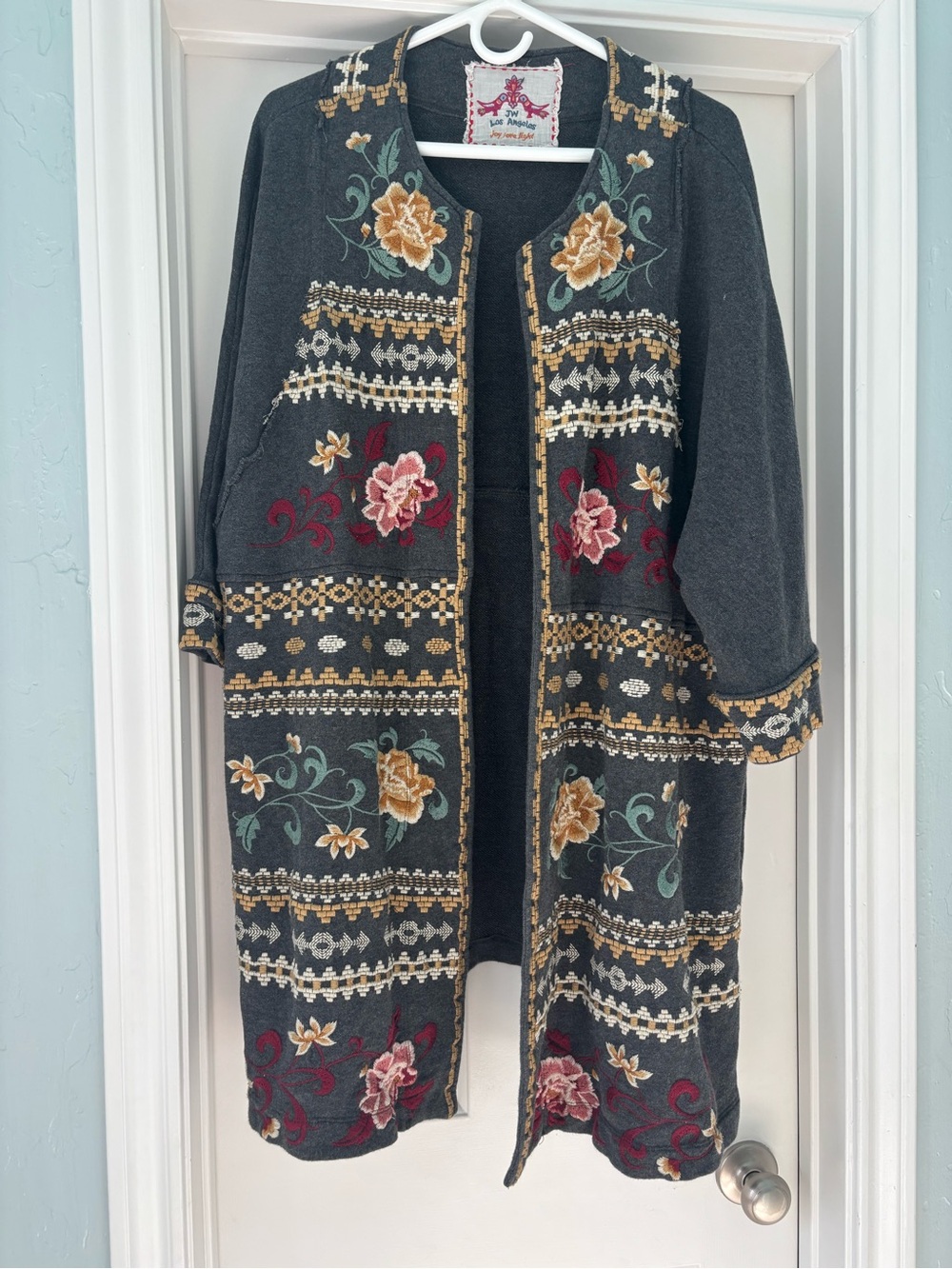 Johnny Was Embroidered Aralyn Coat raw seamed